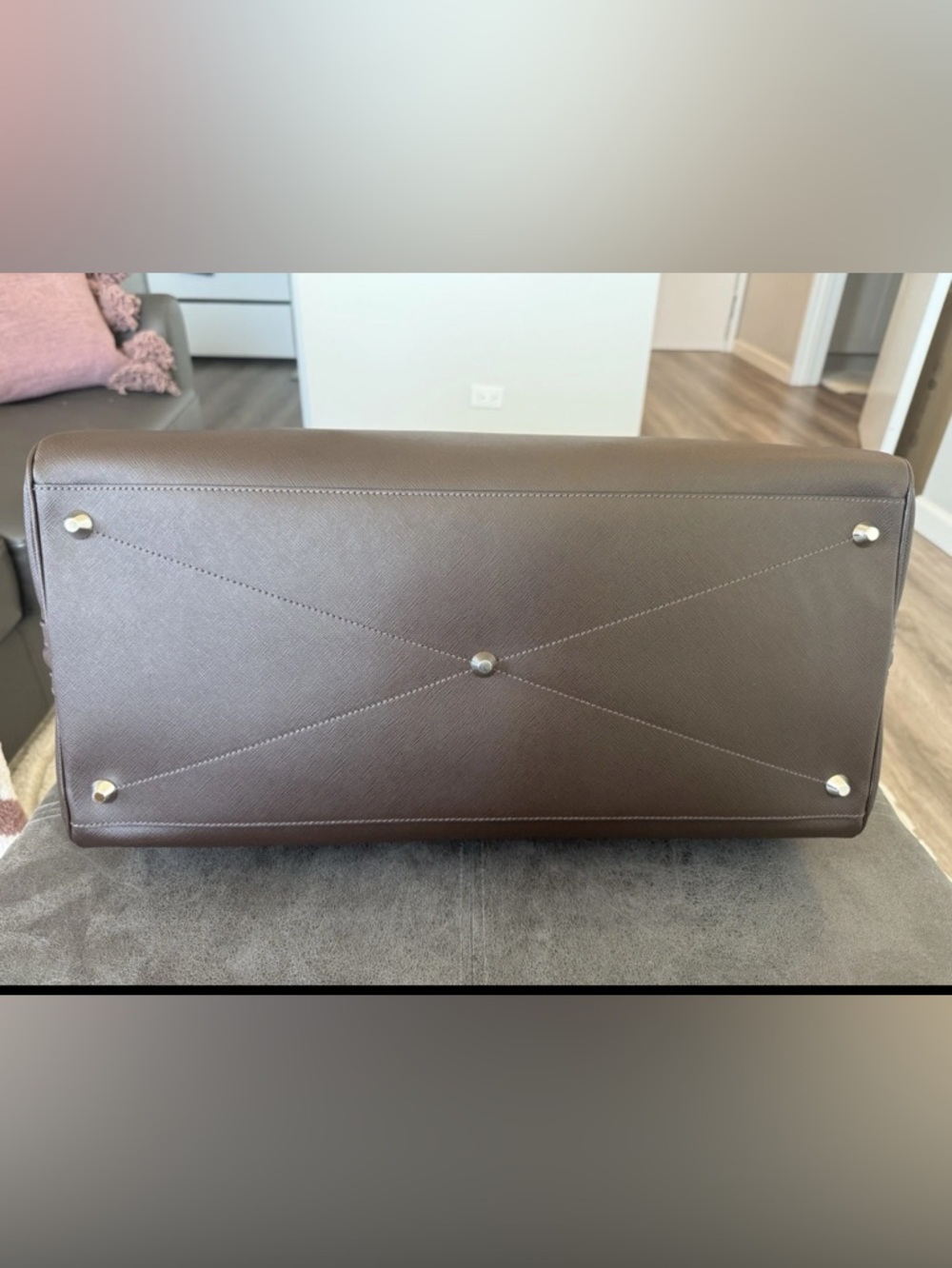 Prada Brown Saffiano Leather Duffle Bag - Picture 4 of 8